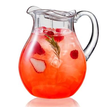 Imagem de YYZIIOQ Jarra de água de plástico de 2 litros com tampa, jarra de suco de chá gelado quente/frio de 2 litros para bebidas, jarra de recipiente de bebidas para geladeira (2000 ml)