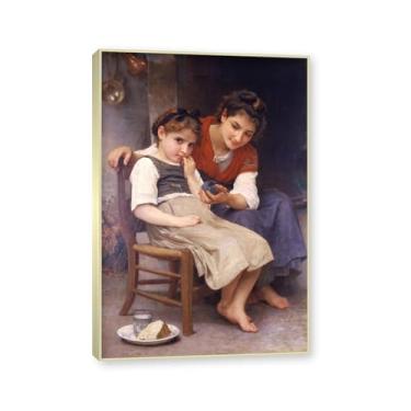 Imagem de NHLDZYH Moldura dourada champanhe. Impressões de arte William Adolphe Bouguereau - Pintura de retrato - (Menina 4) - Pôster temático de mitologia grega - Pôster de decoração de parede vintage. 60 x 90