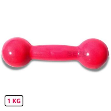 Imagem de Halter Redondo Bola Emborrachado 1 Kg Rosa - SEPO
