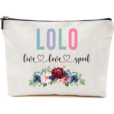 Imagem de AcevedoDesign Bolsa de maquiagem Lolo Live Love Spoil, presentes de dia das mães de netos, bolsa de viagem, ideia de presente Lolo para aniversário, bolsa de viagem Lolo, novo presente Lolo, Branco, 7