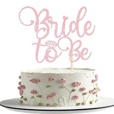 Imagem de 1 pacote de enfeite de bolo Bride to Be Anel de purpurina escolha de bolo noiva para ser casamento despedida de solteira decoração de cupcake tema chá de panela festa decoração de bolo suprimentos