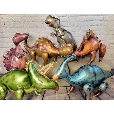 Imagem de Balões grandes de dinossauro autônomos para kit de decoração de festa de aniversário, decoração de artigos de festa (coloridos)