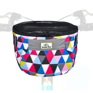 Imagem de Remobia Hicol Cesta de bicicleta infantil, bolsa durável para bicicleta e scooter, bolsa de guidão de bicicleta de tecido impermeável para meninos, meninas, crianças pequenas com aba de malha com