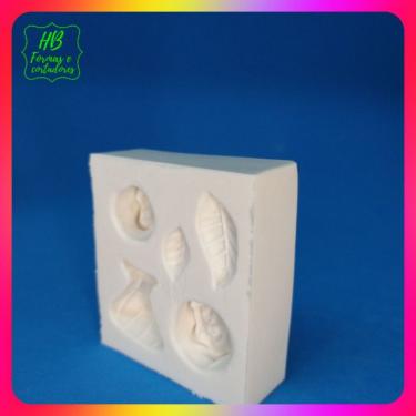 Imagem de Molde Silicone Bela Rosas Folhas Vestido Princesas Rosa Folhas