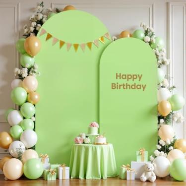 Imagem de Conjunto de 2 capas de arco verde sálvia - 2 capas de arco de 7,2 e 1,8 m de elastano com suporte de arco de casamento para festa de aniversário, chá de bebê, chá de panela, recepção de casamento