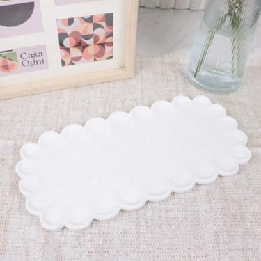 Imagem de Bandeja Decoração Nuvem Orgânica Retangular Branca Organizar Lavabo Joias 34cm