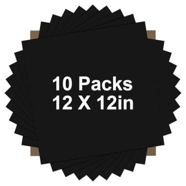 Imagem de HTVRONT Pacote de vinil de transferência de calor HTV preto: pacote com 10 30,5 x 30,5 cm ferro em vinil para camiseta (1 folha de teflon incluída), vinil PU HTV fácil de cortar e remover ervas