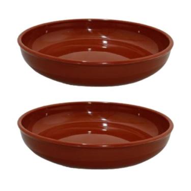 Imagem de Kit 2 Pratos Marrom 1400ml Plástico Premium Arroz Feijoada Torresmo Sa