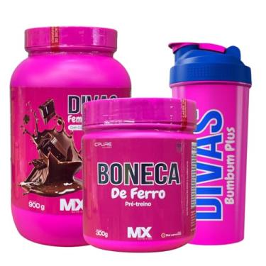Imagem de Kit Divas Performance Whey Feminy Protein Gotas e Chocolate 900g + Pré-treino Boneca de Ferro 300g - Divas Bumbum Plus (300g,900g, Pink Lemonade)