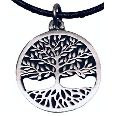 Imagem de Colar/pingente circular pequena árvore da vida em estanho