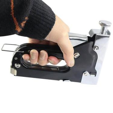 Imagem de Grampeador Tapeceiro Profissional Compacto Preto + Grampos - Rocie