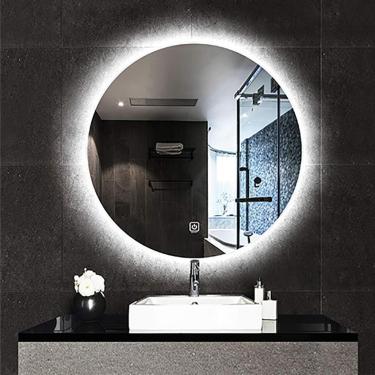 Imagem de Espelho, Espelho Hd à Prova De Explosão Para Banheiro Iluminado Por Led Com Luz De Fundo, Redondo Sem Moldura Montado Na Parede, Espelho Vity Para Barbear, White Light, 50CM With switch