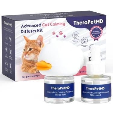 Imagem de TherapetMD Difusor calmante para gatos de 60 dias - Difusor de feromônio para gatos para estresse, pulverização de xixi, luta de gatos, agressão, miado excessivo e arranhões - refil de 60 dias