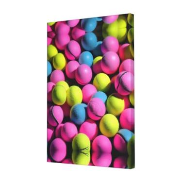 Imagem de Bolas de tênis rosa brilhante pintura decorativa sem moldura 40,6 x 61 cm para sala de estar, quarto, cozinha, casa, decoração de parede