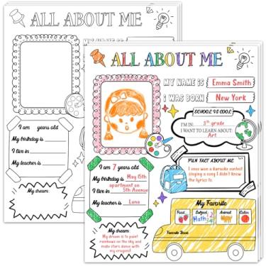 Imagem de LANGFON Pôster All About Me, 20 peças, pôster de estudante pré-escolar para auto-apresentação, presente de estudante, DIY, alunos da semana, para jardim de infância, material de ensino fundamental