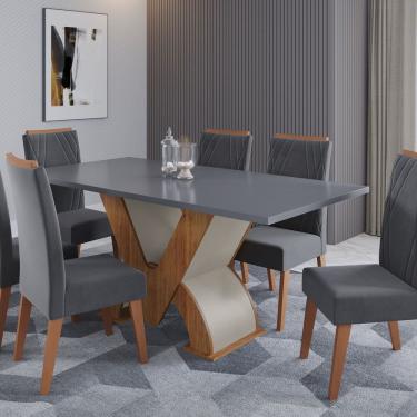 Imagem de Conjunto para Sala de Jantar com 6 Cadeiras Vegas Mel / Cinza