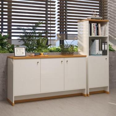 Imagem de VIA NOSSA - Kit Escritório Buffet e Armário Berlin - Vianossa Cor:offwhite/naturale