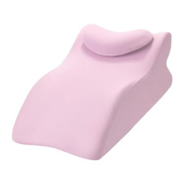 Imagem de Ioensy Travesseiro de cunha para cama, travesseiro de massagem voltado para baixo, design ergonômico, almofada simples para dormir, para assistir a filmes, Rosa