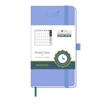 Imagem de BEZEND Agenda mensal 2026-2027, calendário de bolso de 2 anos para bolsa de 8,9 cm x 16,5 cm (26 de janeiro a 27 de dezembro), papel grosso de 100 g/m², bolso de armazenamento, alça para caneta e