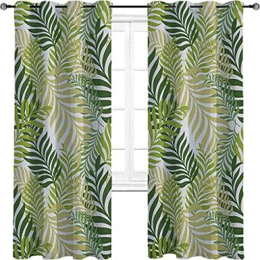 Imagem de Cortinas blackout de folhas para quarto - Cortinas escurecidas com isolamento térmico com ilhós para sala de estar, tratamento de sombreamento completo cortina de isolamento de cozinha, L 182 x C 213