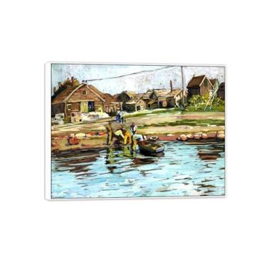 Imagem de MUHJDYC Jane Peterson Canvas Wall Art - Pôster de pintura famosa reprodução - quadro branco para decoração de sala de estar (casa por rio) 20x25cm-8x10in