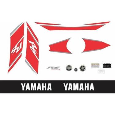 Imagem de Kit Adesivos Compatível Com Yamaha R6 2008 Branca/Vermelha - Spts