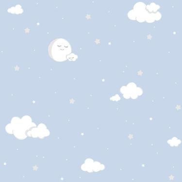 Imagem de Papel De Parede Lullaby Lua Cheia Azul 2211 - Rolo 10m X 0,53m