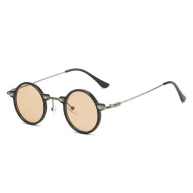 Imagem de Retro Steampunk Pequeno Redondo Homens Hip Hop Óculos de Sol Moda Mulheres Claro Oceano Lentes Sombras UV400 Óculos Femininos Armação, Cinza champanhe, Tamanho Único