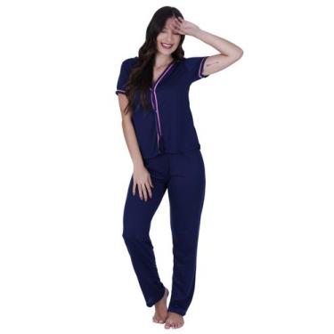 Imagem de Pijama Americano Calça Longa Botão - c13 PIJAMA VANESSA - By Tina Moda