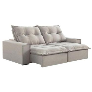 Imagem de Sofá Retrátil e Reclinável 230cm com 6 Almofadas M144 - Linho Cinza Cl