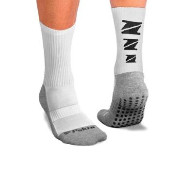 Imagem de Meia Esportiva Poker Antiderrapante Branco/cinza, Branco, Cinza, G