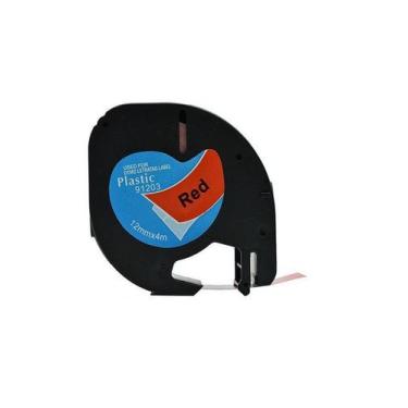 Imagem de Fita Compatível Dymo Letratag 91203 Vermelha Letra Preta 12mm - Genéri