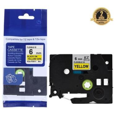 Imagem de Fita Flexível Compatível Brother Tz Tze FX611 Amarela Letra Preta 6mm 
