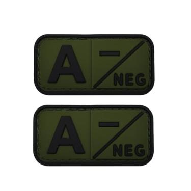 Imagem de Ruoming 2 peças externas 3D PVC borracha macia tipo sanguíneo médico, crachá de gancho de resgate, emblema de moral, acessório DIY (verde A-)