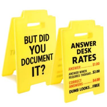 Imagem de LXOMILL Placas de mesa engraçadas, pacote com 2, decoração de escritório engraçada para colegas de trabalho, chefe, enfermeira, presentes divertidos para o trabalho, acessórios de mesa de cubículo