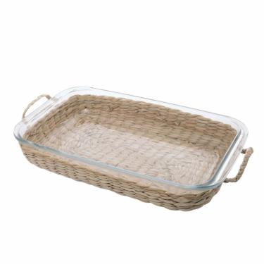 Imagem de Travessa e Assadeira Refratária 34,5x20x6cm  Suporte de Fibra Natural Wolff