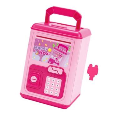 Imagem de simhoa Cofrinho de economia de dinheiro, ornamento leve, decoração para casa, multifuncional, grande capacidade, brinquedo educacional, caixa de dinheiro, Rosa Vermelha