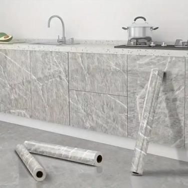 Imagem de Kit 3 Papel Adesivo Envelopamento Móveis Marmore 5mX40cm Top - Tribosh