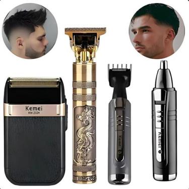 Imagem de Máquina Kemei Profissional com Cortador de Cabelo e Aparador de Pelo -