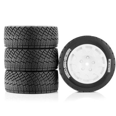 Imagem de 1/10 RC Rally Car Tires OD 3'' On Road Tyres 12mm Hex for 1/10 1/8 Racing Car Tamiya TT01 TT02 XV01 TA06 PTG2 HPI EN M-Sport WRC XTS-f10 KYOSHO HSP LEILALO RC On-Road Car 4PCS ﻿ (White)