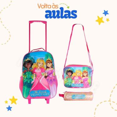 Imagem de Kit Escolar Infantil Com 3 Peças - Mochila Princesas