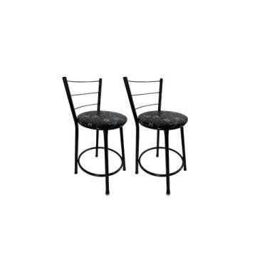 Imagem de Kit 2 Banqueta Balcão Baixa Preto Bar Gourmet Cozinha Lazer Área - For