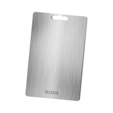 Imagem de ＫＬＫＣＭＳ Tábua de corte de aço inoxidável, versátil e elegante para uso doméstico com alça, tábua de corte dupla face para caminhadas, cozinha e acampamento, 29cmx20cm