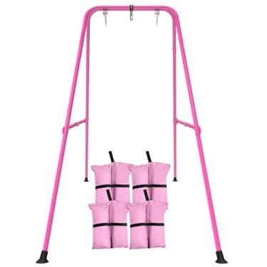 Imagem de Swing Stand for Kids,Baby Swing Frame, Toddler A-Frame Metal Swing Set for Backyard, Outdoor Indoor use, Fits for Most of The Toddlers Swings (Pink)