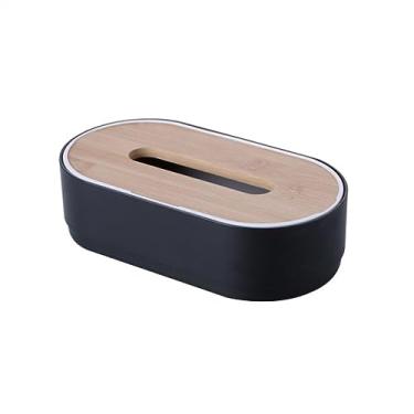 Imagem de Capa para caixa de lenços de papel Caixa de tecido com capa, porta-guardanapo, caixas armazenamento para casa, dispensador, organizador escritório para banheiro, quarto(Preto)