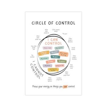 Imagem de Círculo de controle pôster What I Can And Can't Control Therapy Office Wall Art Kids Mental Health Poster Calm Down Corner Decoração escolar 30,5 x 40,6 cm sem moldura