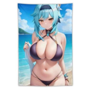 Imagem de LIEGBMEU Tapeçaria de biquíni sexy anime menina 101.6 cm x 152.4 cm interior exterior parede colcha arte decoração de tapeçaria caprichosa, AC002