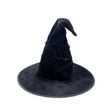 Imagem de Zhzrche Chapéu de bruxa, chapéu de feiticeiro, acessórios de cosplay para festa de Halloween, baile de máscaras, carnaval
