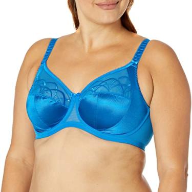Imagem de Elomi Cate feminino plus size com faixa completa, conforto, suporte e elegância. Copos de cetim macio, bordado transparente. Sutiãs DD+, Tunis, 38H