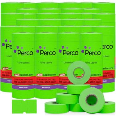 Imagem de Perco 1 linha de etiquetas verdes fluorescentes - Caixa com 30 mangas, 240.000 etiquetas de preço em branco para Perco Lite, X, Plus e Pro 1 linha Price e Date Guns